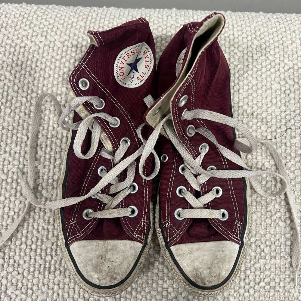 Converse Burgundy High-Tops with White Accents